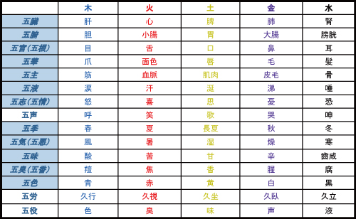 臓腑、五臓六腑、奇恒の腑